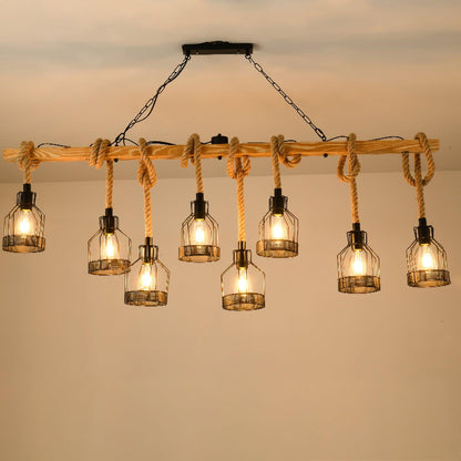 Industrial Pendant Light | Durable Hemp Rope and Iron Design 9