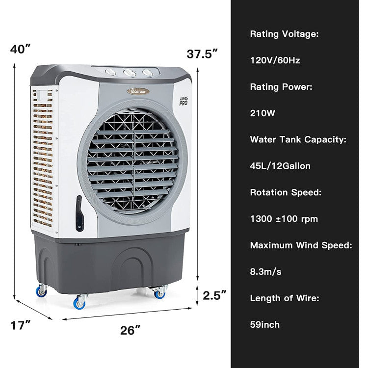 Industrial Swamp Cooler | 4-in-1 Evaporative Air Fan with 12-Gallon Tank 5