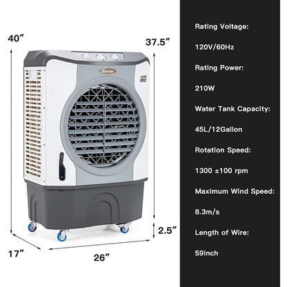 Industrial Swamp Cooler | 4-in-1 Evaporative Air Fan with 12-Gallon Tank 5