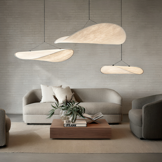 Japandi Pendant Lamp | Elegant Silk Shade with LED Lighting 0