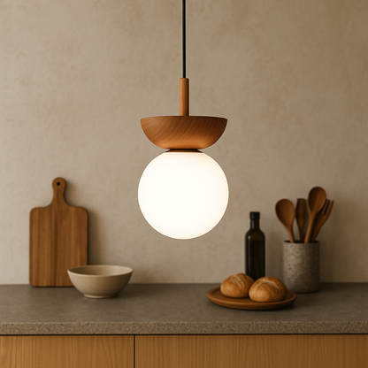 Japandi Pendant Lamp | Minimalist Design with Natural Wood Slats 0