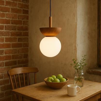 Japandi Pendant Lamp | Minimalist Design with Natural Wood Slats 1