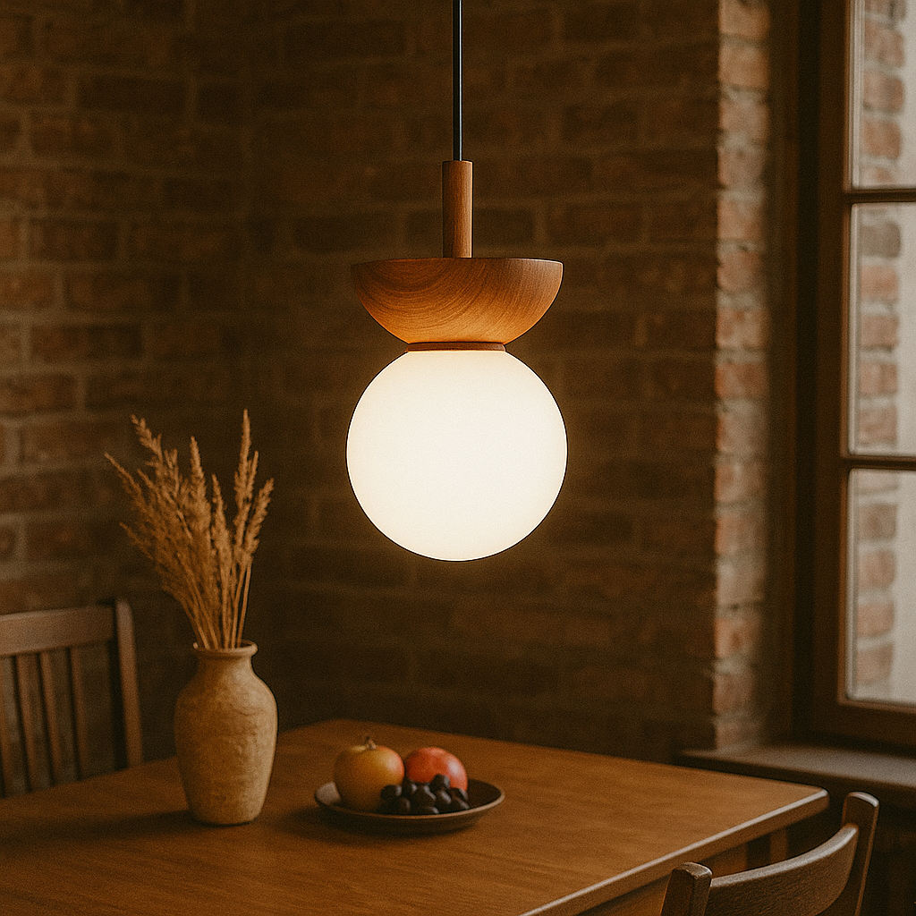 Japandi Pendant Lamp | Minimalist Design with Natural Wood Slats 2