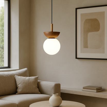 Japandi Pendant Lamp | Minimalist Design with Natural Wood Slats 4