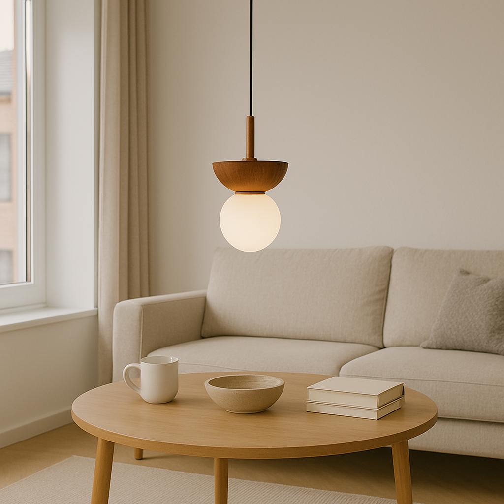 Japandi Pendant Lamp | Minimalist Design with Natural Wood Slats 7