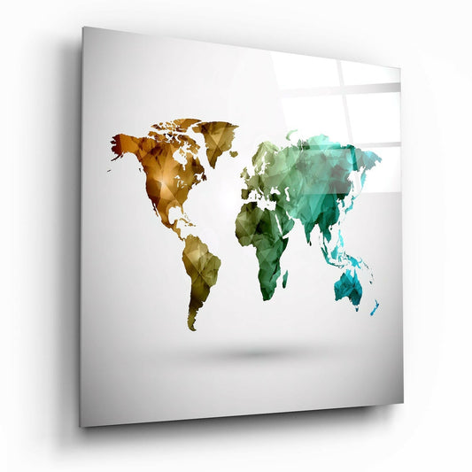 World Map Glass Wall Art