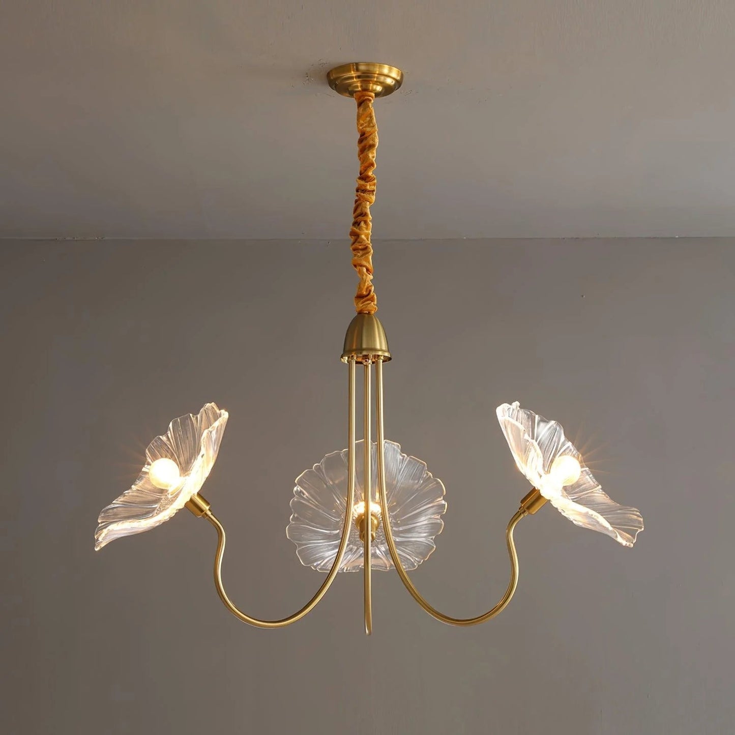 Lotus Leaf Chandelier | Sculptural Glass Design with LED Glow 0