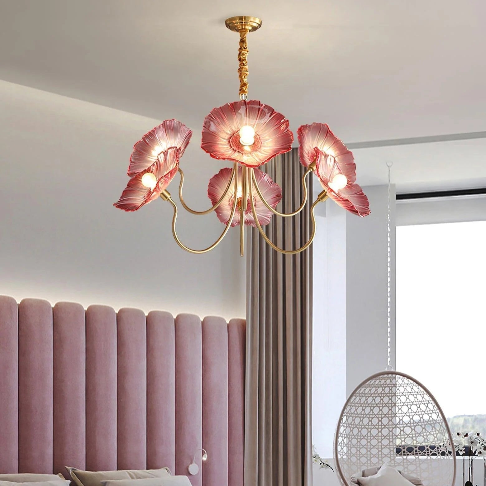 Lotus Leaf Chandelier | Sculptural Glass Design with LED Glow 2
