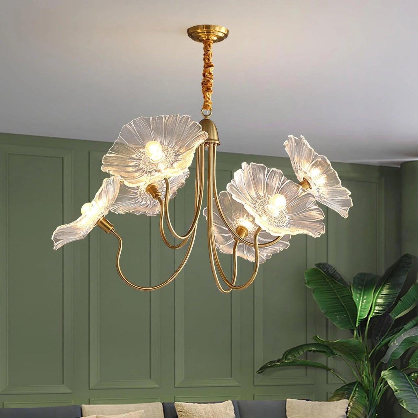 Lotus Leaf Chandelier | Sculptural Glass Design with LED Glow 3
