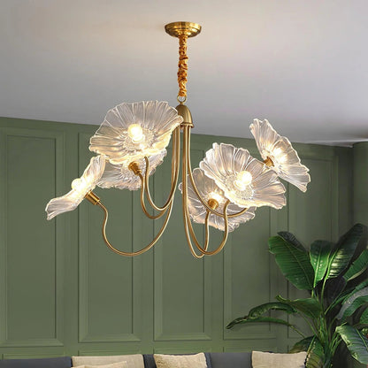 Lotus Leaf Chandelier | Sculptural Glass Design with LED Glow 3