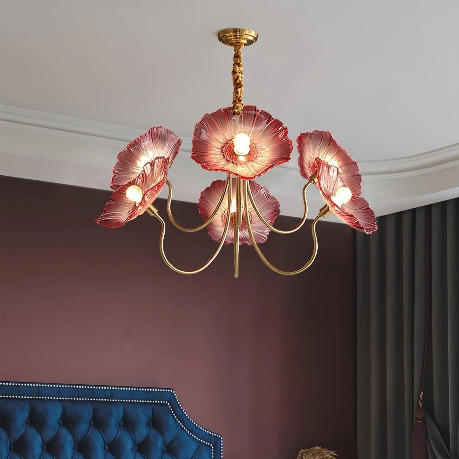 Lotus Leaf Chandelier | Sculptural Glass Design with LED Glow 4