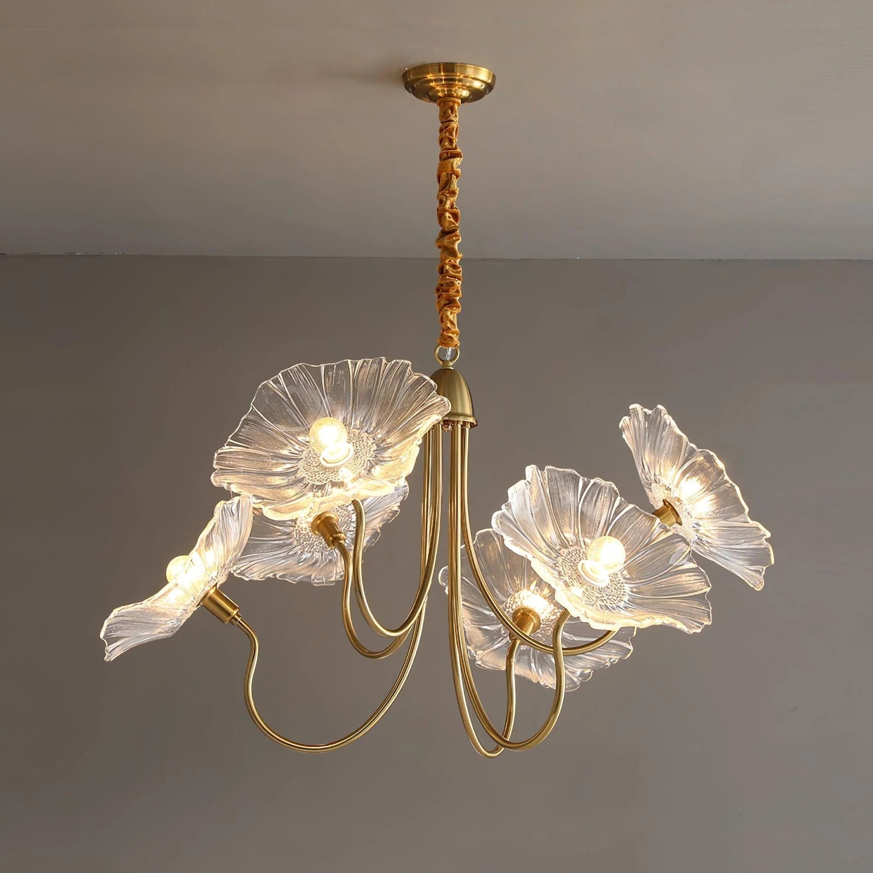 Lotus Leaf Chandelier | Sculptural Glass Design with LED Glow 5