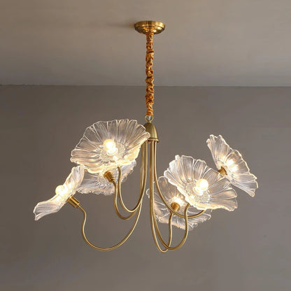 Lotus Leaf Chandelier | Sculptural Glass Design with LED Glow 5