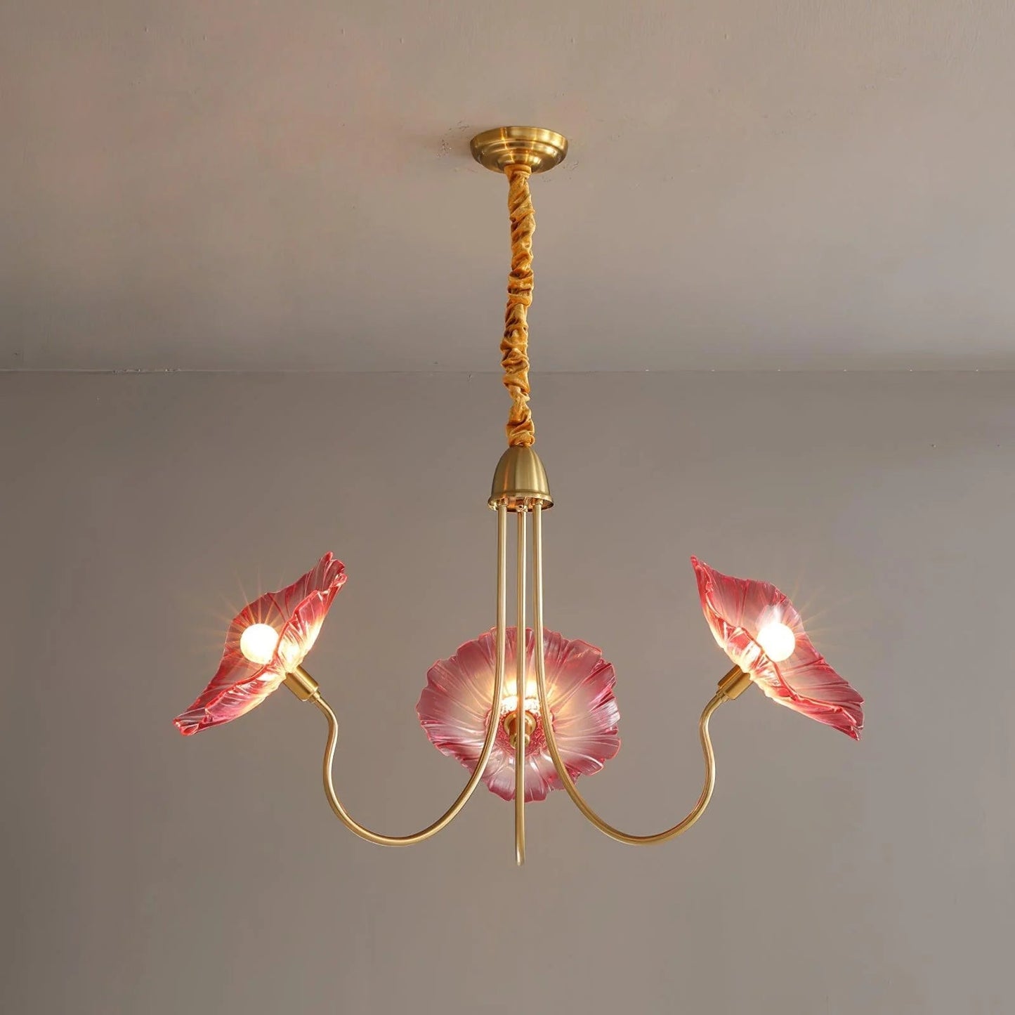 Lotus Leaf Chandelier | Sculptural Glass Design with LED Glow 7