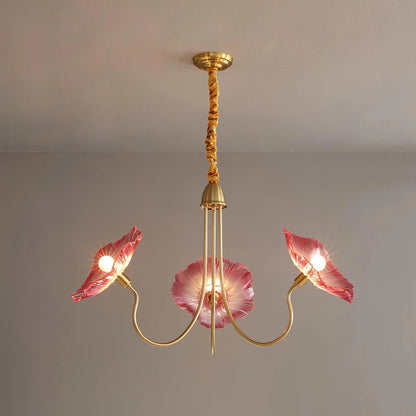 Lotus Leaf Chandelier | Sculptural Glass Design with LED Glow 7
