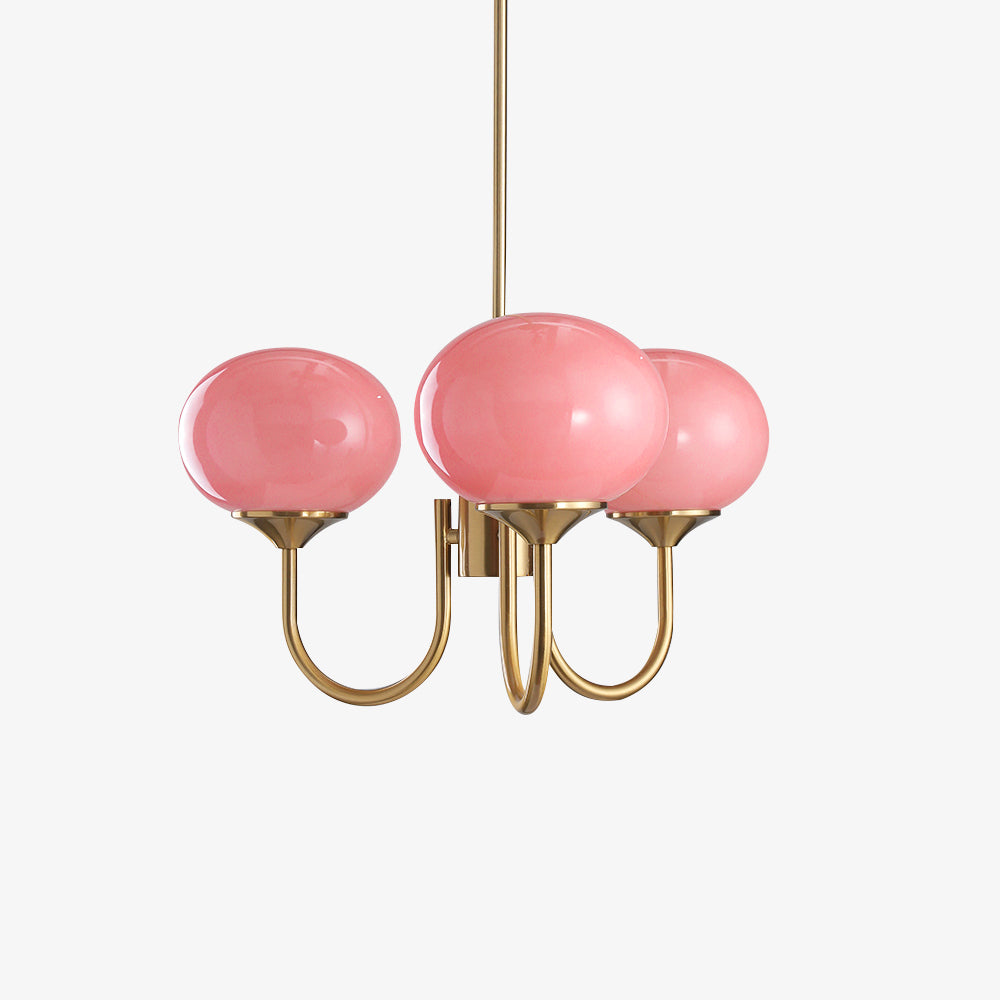 Marshmallow Chandelier | Elegant Glass Globes with Brass Frame 0