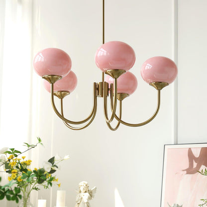 Marshmallow Chandelier | Elegant Glass Globes with Brass Frame 1