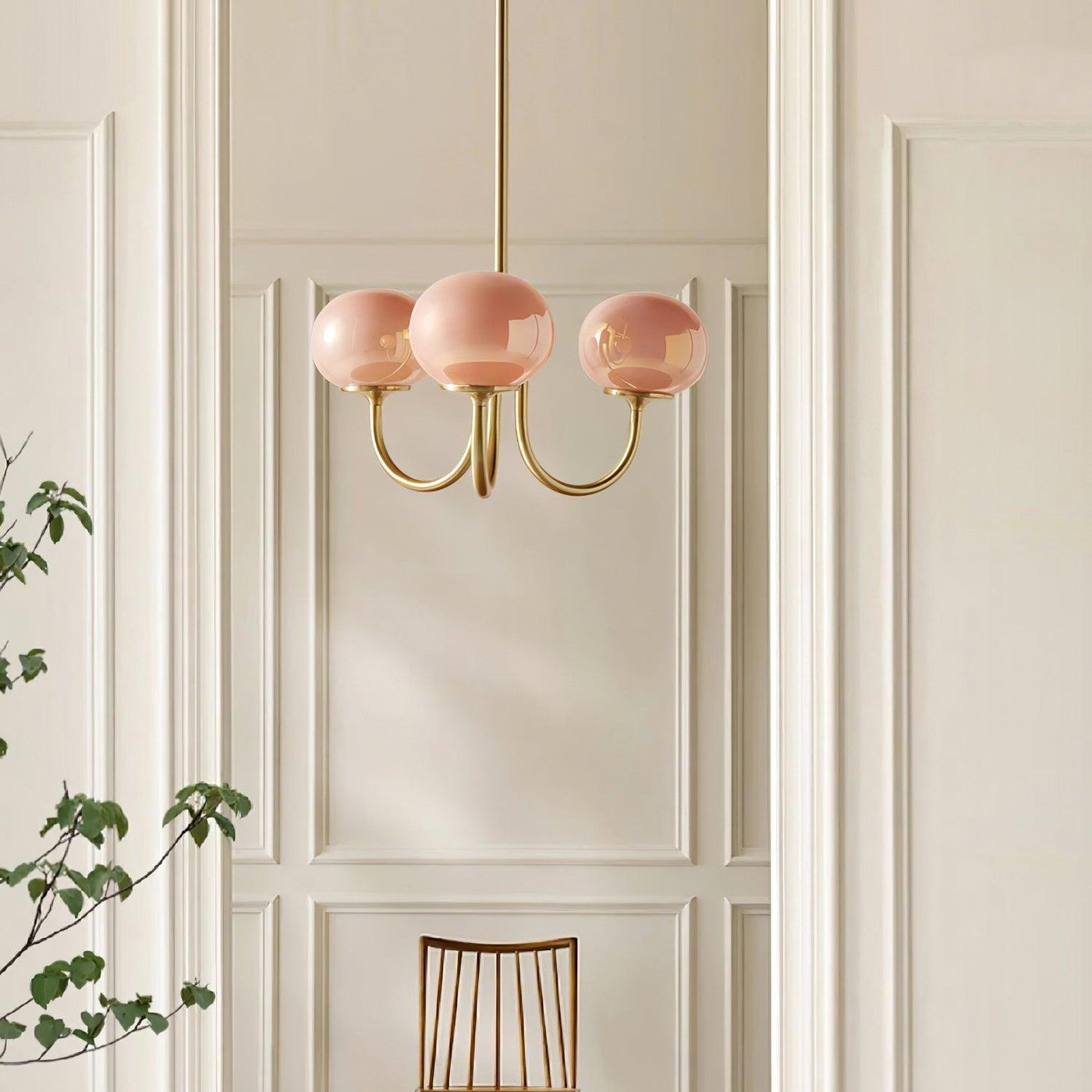 Marshmallow Chandelier | Elegant Glass Globes with Brass Frame 2