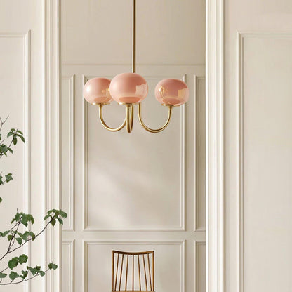Marshmallow Chandelier | Elegant Glass Globes with Brass Frame 2