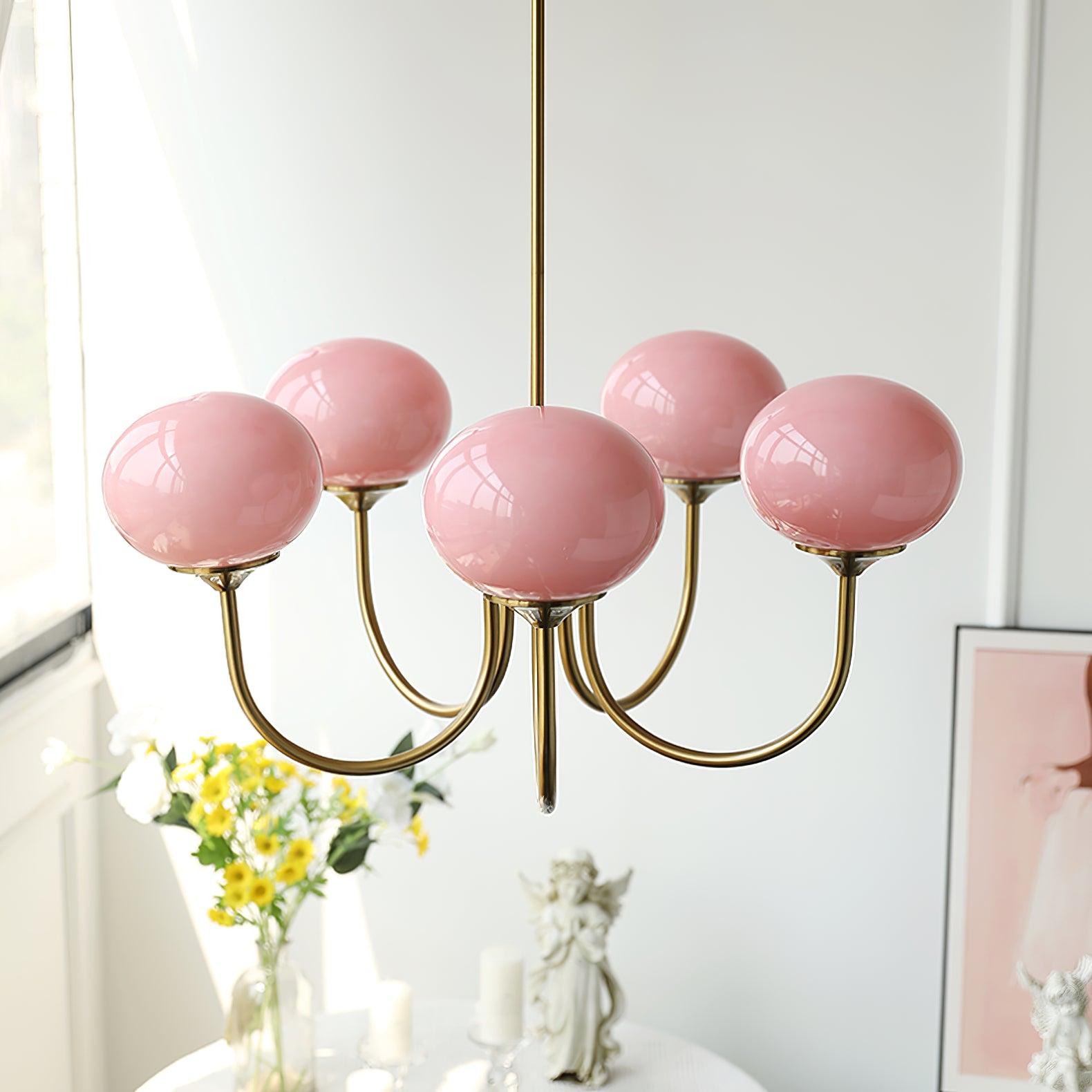 Marshmallow Chandelier | Elegant Glass Globes with Brass Frame 5
