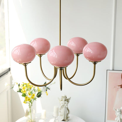 Marshmallow Chandelier | Elegant Glass Globes with Brass Frame 5