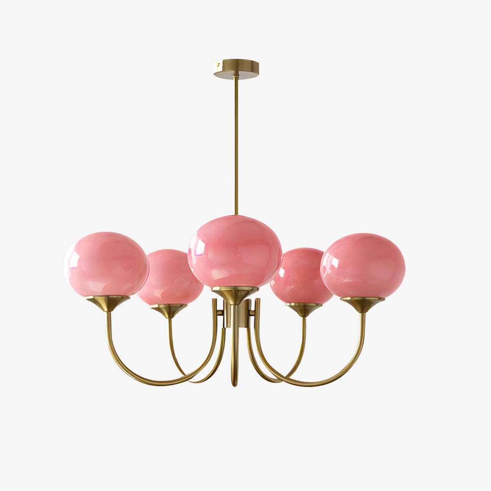 Marshmallow Chandelier | Elegant Glass Globes with Brass Frame 7