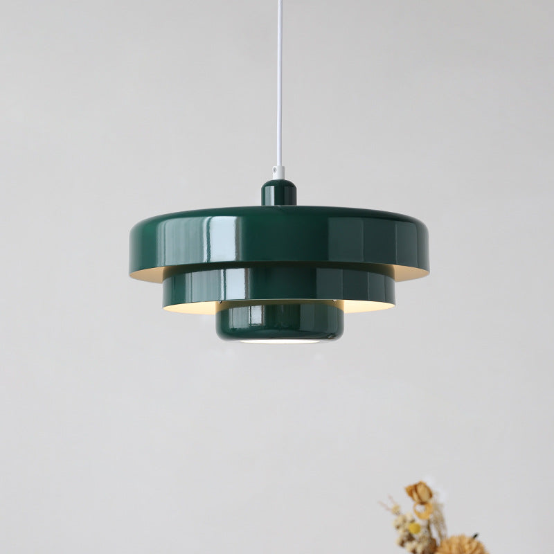 Mid-Century Pendant Light | Bauhaus Inspired Orange Metal Fixture 10