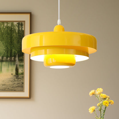 Mid-Century Pendant Light | Bauhaus Inspired Orange Metal Fixture 12