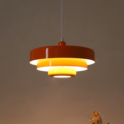 Mid-Century Pendant Light | Bauhaus Inspired Orange Metal Fixture 3