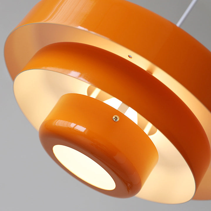 Mid-Century Pendant Light | Bauhaus Inspired Orange Metal Fixture 6