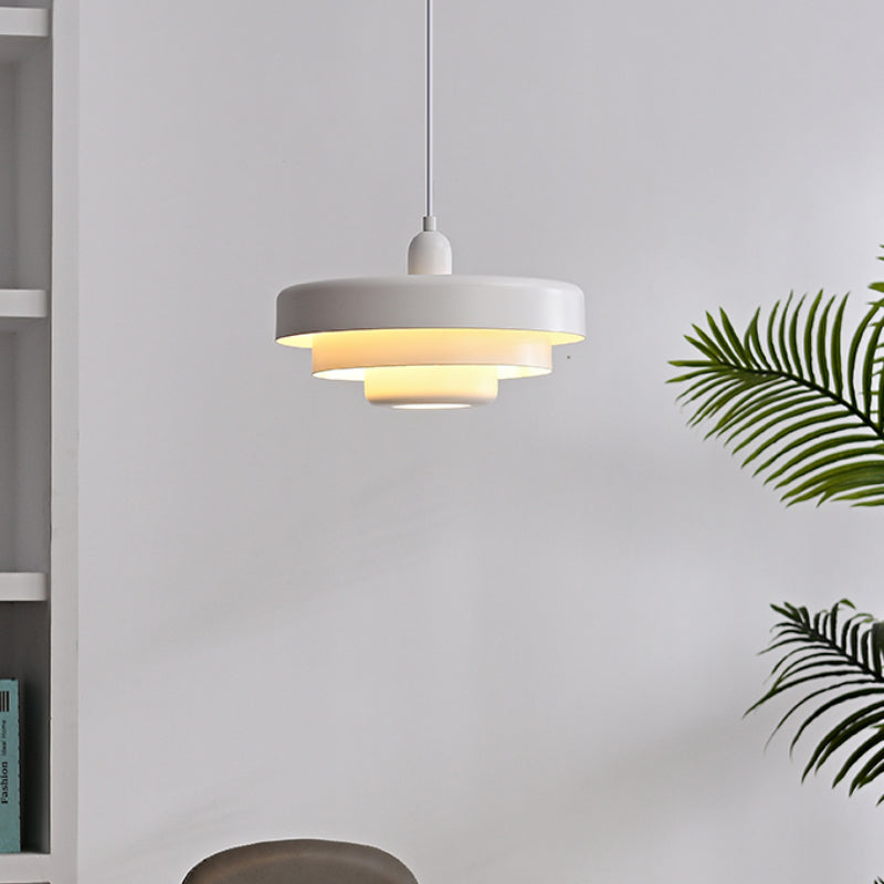 Mid-Century Pendant Light | Bauhaus Inspired Orange Metal Fixture 9
