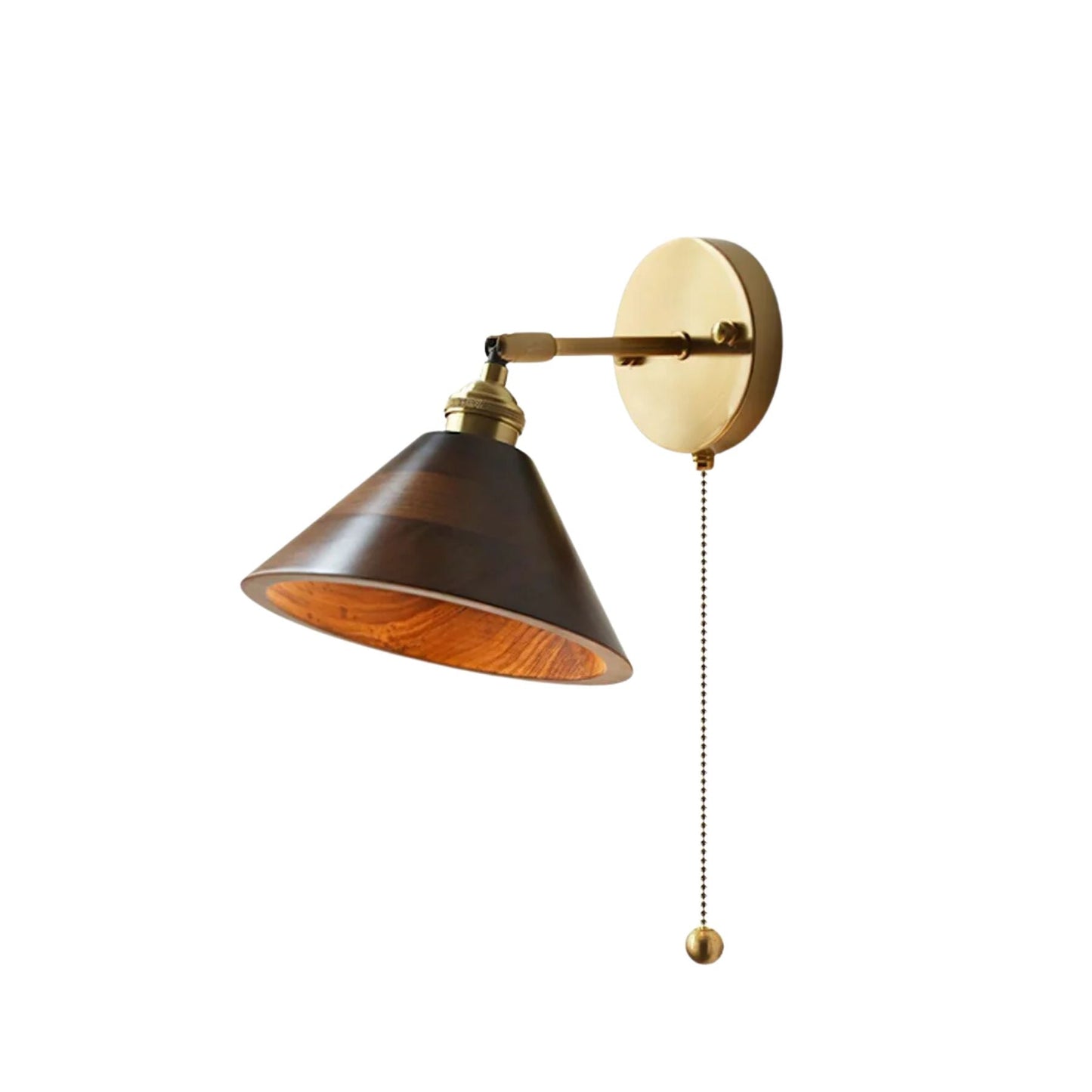 Modern Adjustable Wall Sconce | Brass and Walnut Design 1