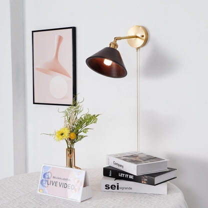 Modern Adjustable Wall Sconce | Brass and Walnut Design 7