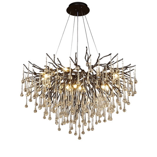 Modern Black Chandelier | Raindrop Design with Soft LED Lighting for Dining Room 0