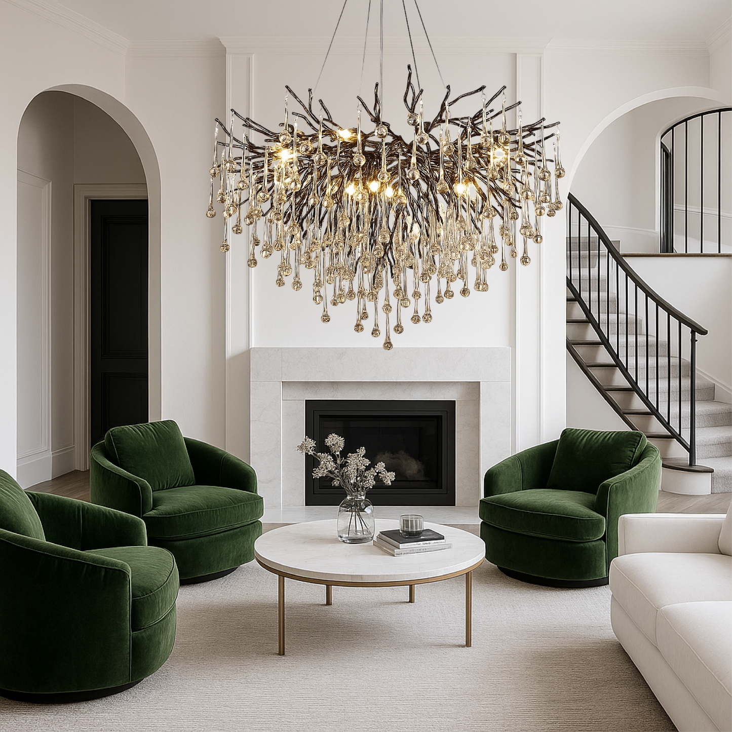 Modern Black Chandelier | Raindrop Design with Soft LED Lighting for Dining Room 1