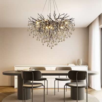 Modern Black Chandelier | Raindrop Design with Soft LED Lighting for Dining Room 3