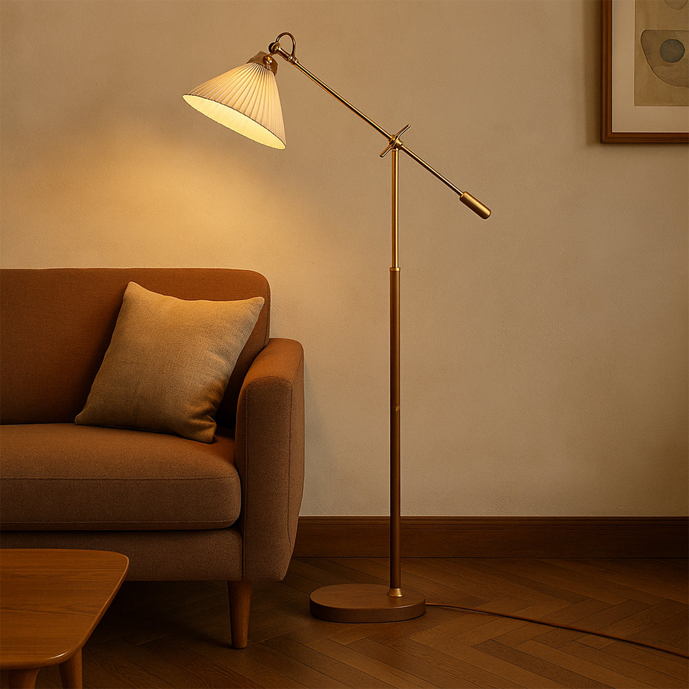 Modern Brass Floor Lamp | Adjustable Arm for Living Room Illumination 3