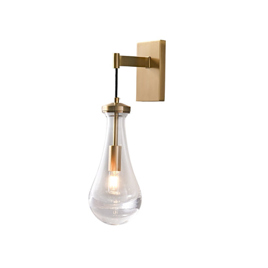 Modern Brass Wall Sconce | Elegant Design with Glass Drop 0