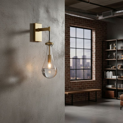 Modern Brass Wall Sconce | Elegant Design with Glass Drop 3