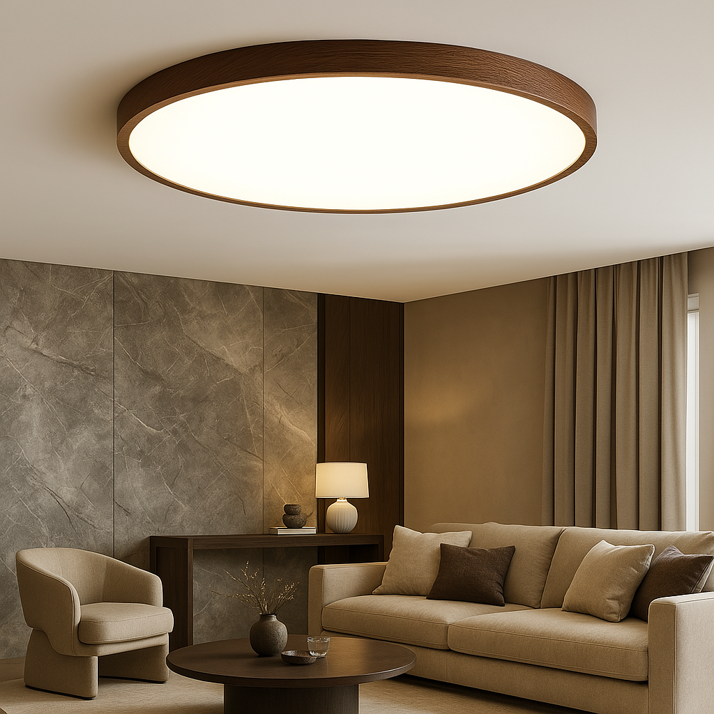 Modern Ceiling Lamp | Dark Wood Grain Design with Integrated LED 0