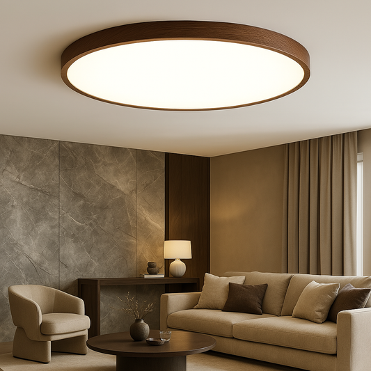 Modern Ceiling Lamp | Dark Wood Grain Design with Integrated LED 0