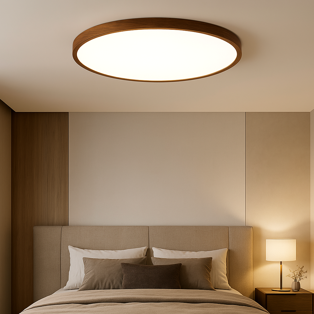 Modern Ceiling Lamp | Dark Wood Grain Design with Integrated LED 3