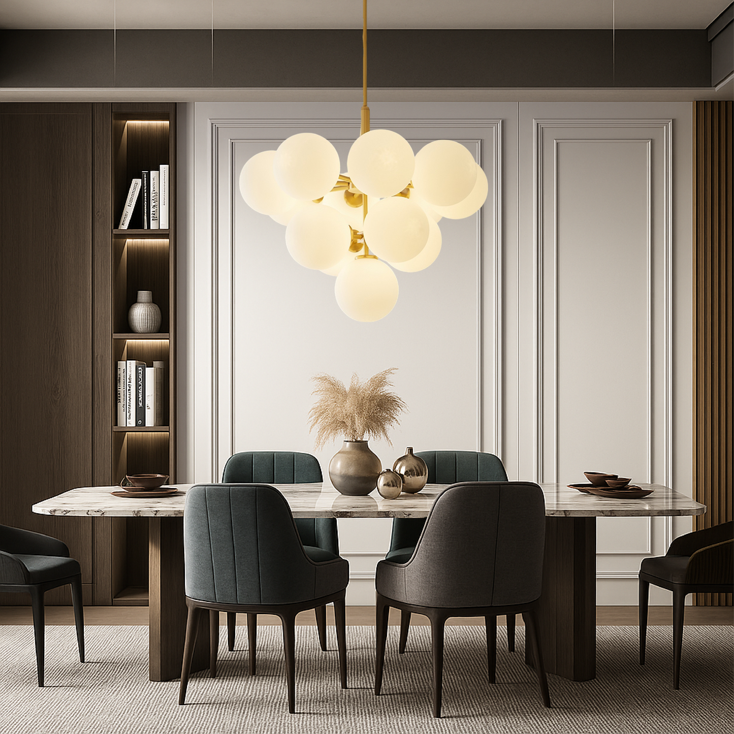 Modern Chandelier | Elegant Spherical Glass Shades for Dining Rooms 0