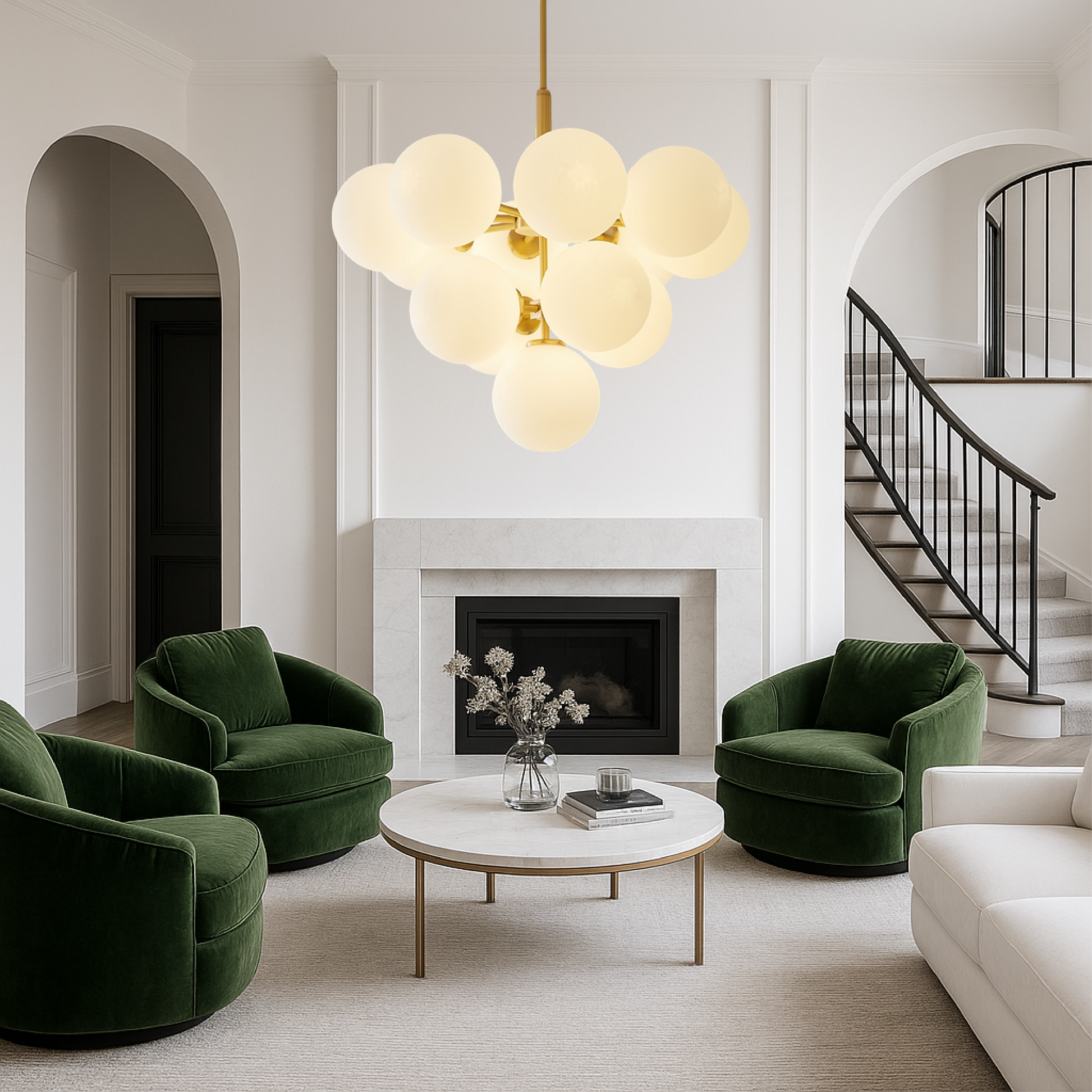 Modern Chandelier | Elegant Spherical Glass Shades for Dining Rooms 3