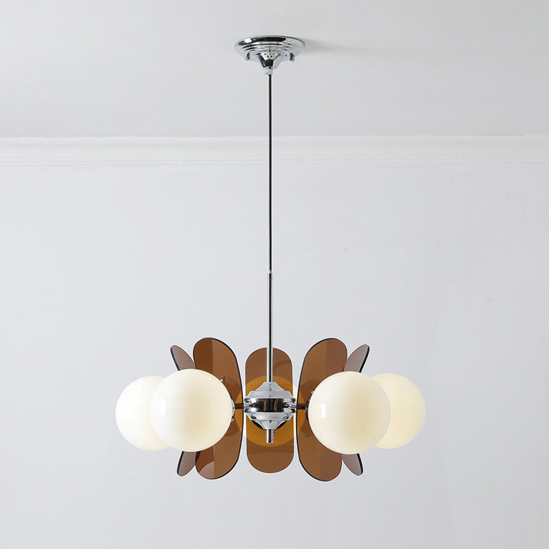 Modern Chandelier | Geometric Design with Opal Glass Spheres 0