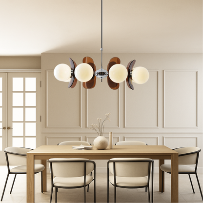 Modern Chandelier | Geometric Design with Opal Glass Spheres 4