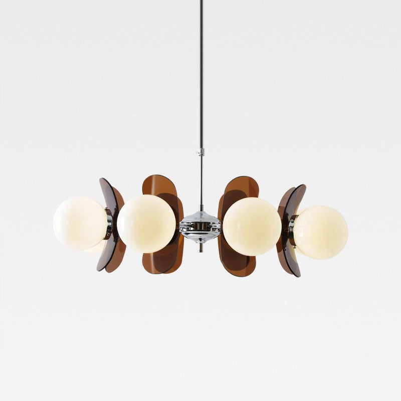 Modern Chandelier | Geometric Design with Opal Glass Spheres 6
