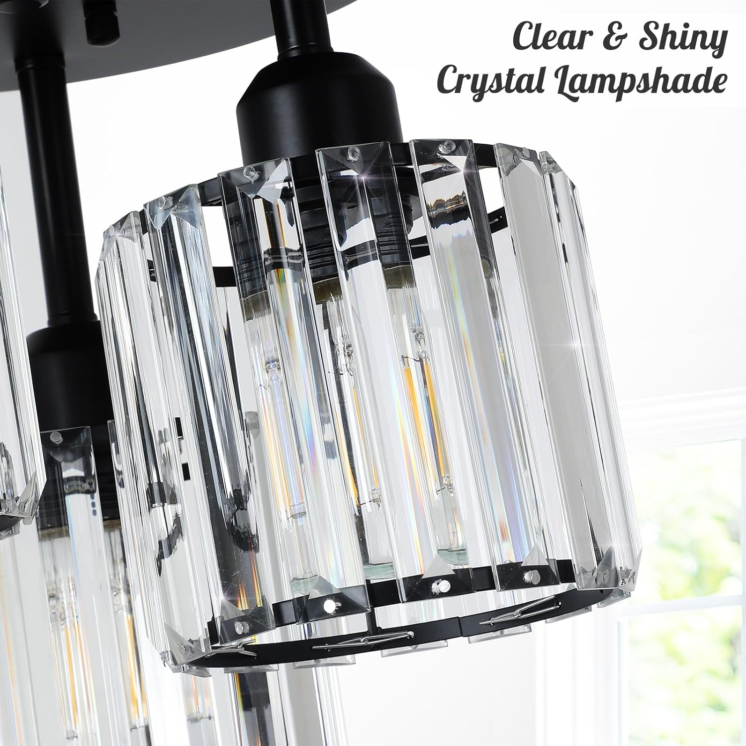 Modern Crystal Semi-Flush Ceiling Light | Elegant Design for Any Room 8