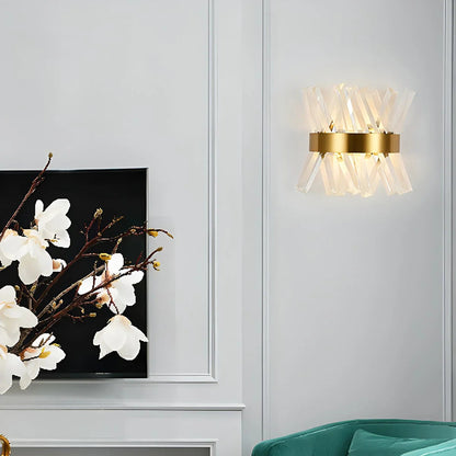 Modern Crystal Wall Sconce | Elegant Design with Golden Accents 0