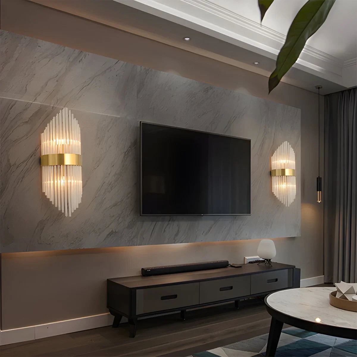 Modern Crystal Wall Sconce | Elegant Design with Golden Accents 12